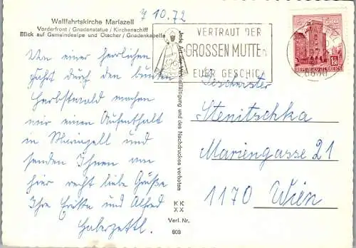 53569 - Steiermark - Mariazell , Wallfahrtskirche , Mehrbildkarte - gelaufen 1972