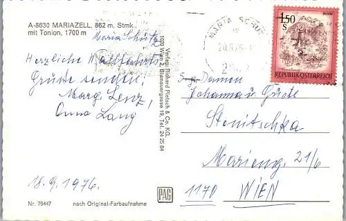 53573 - Steiermark - Mariazell , Basilika mit Tonion - gelaufen 1976