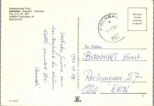 53591 - Steiermark - Fischbach , Zellerhof m Gasthof Prettenhofer Fritz - gelaufen 1982