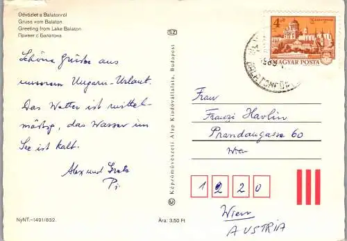 53647 - Ungarn - Balaton , Plattensee , Mehrbildkarte - gelaufen 1983