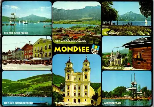 53699 - Oberösterreich - Mondsee , Hauptplatz , Mondseeberg , Alpenseebad , Promenade , Drachenwand - 1981