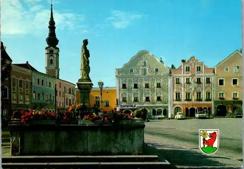 53717 - Oberösterreich - Obernberg , am Inn , Ansicht , Brunnen , Markt - nicht gelaufen