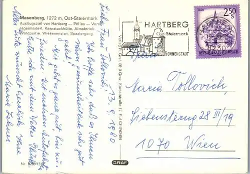 53744 - Steiermark - Masenberg , Kernstockhütte , Jägermarterl , Mehrbildkarte - gelaufen 1980