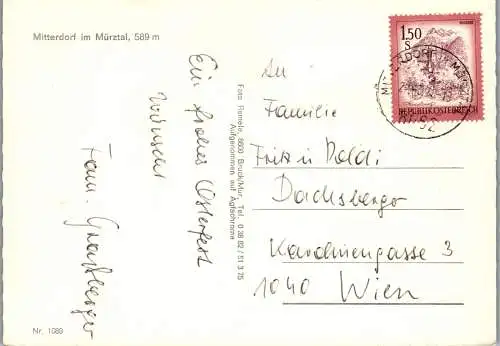 53761 - Steiermark - Mitterdorf , im Mürztal , Mehrbildkarte , Winter - gelaufen 1978