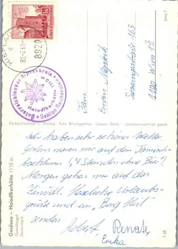 53779 - Steiermark - Gesäuse , Haindlkarhütte , Gsenkkogel - gelaufen 1969