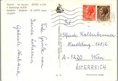 53843 - Italien - Ortisei , Val Gardena , Sassolungo , Langkofel , St. Ulrich - gelaufen 1973