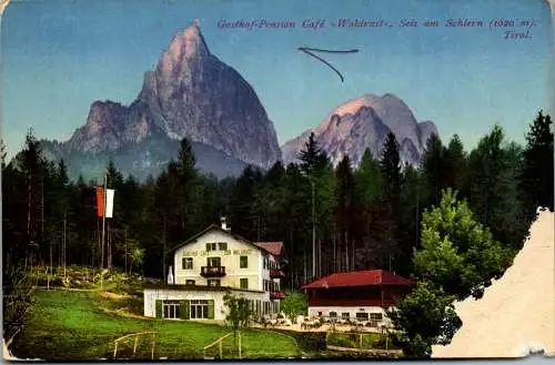 53876 - Italien - Seis , Gasthof Pension Cafe Waldrast , Seis am Schlern , l. beschädigt - nicht gelaufen