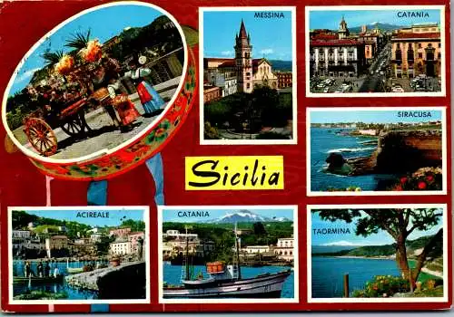 53901 - Italien - Sicilia , Sizilien , Catania , Acireale , Messina , Siracusa , Mehrbildkarte - gelaufen