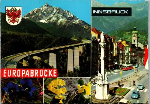 53947 - Tirol - Innsbruck , Europabrücke gegen Serles , Mehrbildkarte - gelaufen