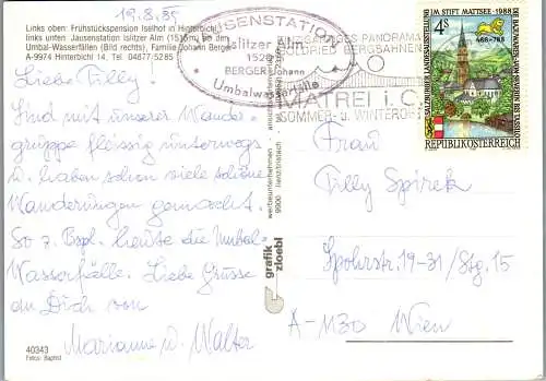 53968 - Tirol - Hinterbichl , Iselhof , Islitzer Alm und Umbalfälle , Umbalfall - gelaufen 1989