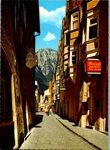 53986 - Tirol - Hall , Wallpachgasse , Blick auf Bettelwurf , Fleischwaren Fritz Markl  - nicht gelaufen