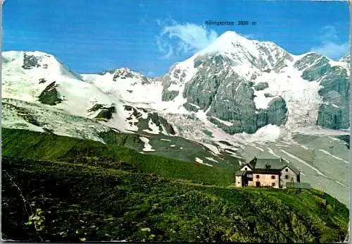 54000 - Italien - Solda , Schaubachhütte mit Königsspitze und Suldenferner - gelaufen 1976