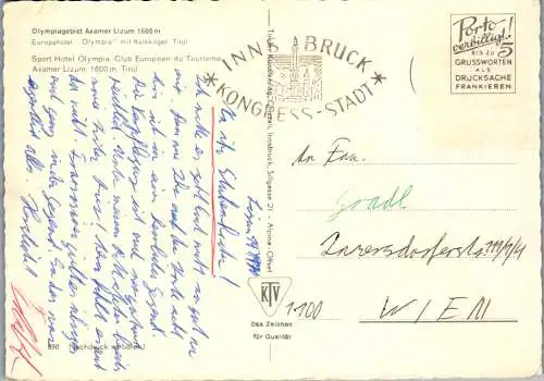 54010 - Tirol - Axamer Lizum , Europahotel Olympia mit Kalkkögel - gelaufen 1976