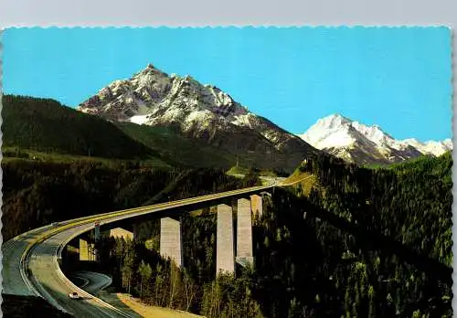 54013 - Tirol - Brenner , Brennerautobahn , Europabrücke gegen Serles und Habicht - gelaufen 1967