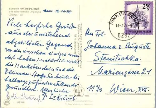 54028 - Tirol - Finkenberg , im Zillertal , Mehrbildkarte - gelaufen 1978