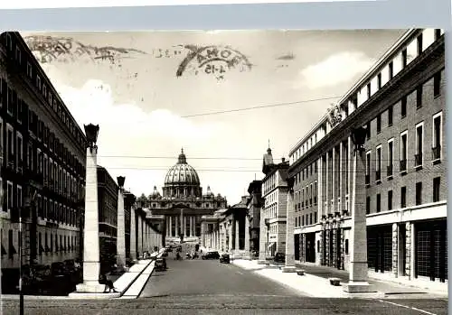 54078 - Italien - Rom , Via della Conciliazione e S. Pietro - gelaufen 1957