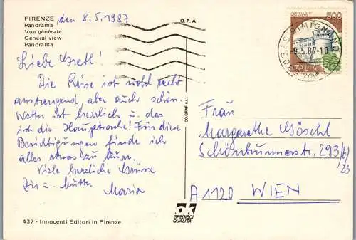 54124 - Italien - Firenze , Florenz , Panorama - gelaufen 1987