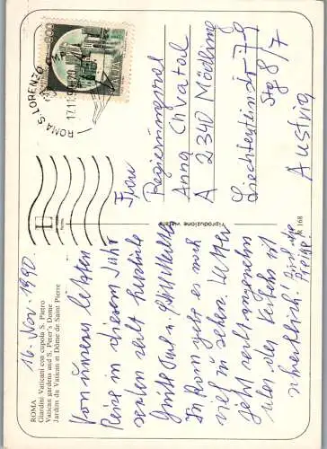 54133 - Italien - Rom , Giardini Vaticani con cupola S. Pietro - gelaufen 1990