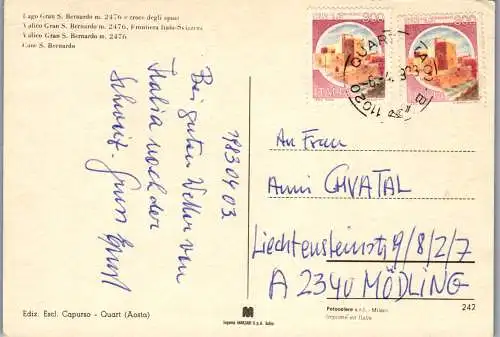 54148 - Schweiz - S. Bernardo , Lago Gran S. Bernardo e croce degli sposi , Mehrbildkarte - gelaufen 1983
