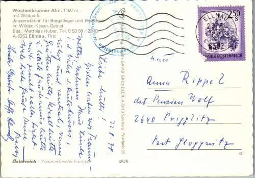54208 - Tirol - Ellmau , Wochenbrunner Alm mit Wildpark , Matthias Huber - gelaufen 1978