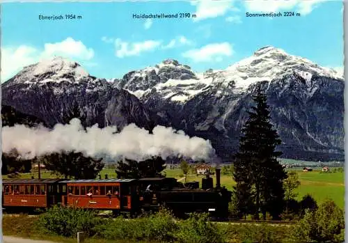 54234 - Tirol - Zillertal , gegen das Rofangebirge , Dampflokomotive , Zug , Ebnerjoch , Haidachstellwand -  1982
