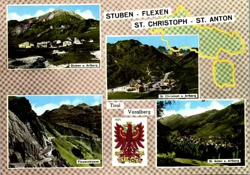 54242 - Vorarlberg - Stuben , Flexen , St. Christoph , St. Anton , Mehrbildkarte - gelaufen 1963