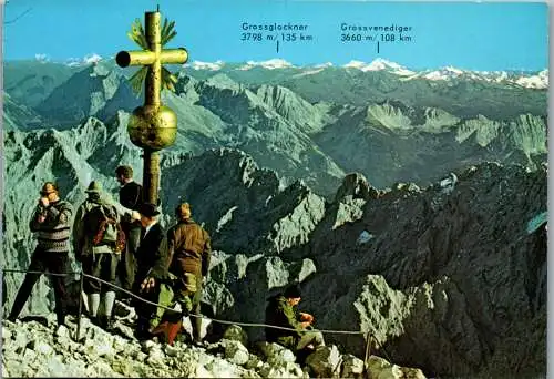 54247 - Tirol - Zugspitze , Gipfelkreuz , Grossglockner , Großvenediger - gelaufen 1982