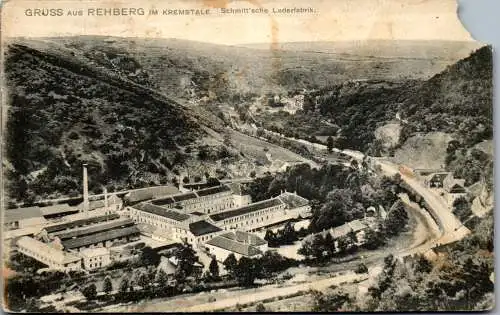 54257 - Niederösterreich - Rehberg , Gruss aus Rehberg im Kremstal , Schmitt'sche Lederfabrik , Schmitt - gel. 1909