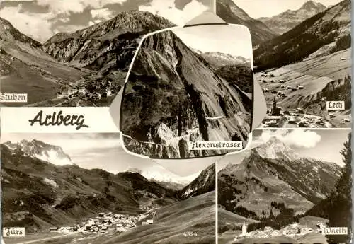 54260 - Vorarlberg - Arlberg , Stuben , Zürs , Lech , Warth , Mehrbildkarte - gelaufen 1963