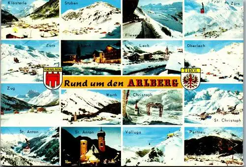 54262 - Vorarlberg - Arlberg , Klösterle , Zürs , St. Anton , Valluga , Lech , Stuben , Mehrbildkarte - gelaufen 1973