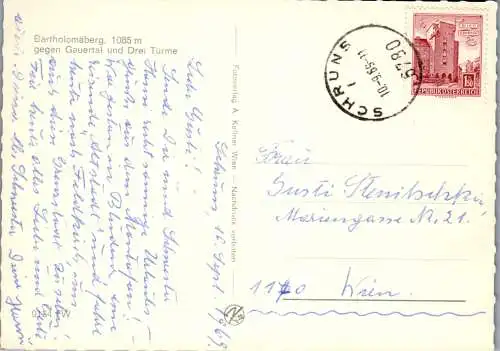 54269 - Vorarlberg - Bartholomäberg , gegen Gauertal und Drei Türme - gelaufen 1969