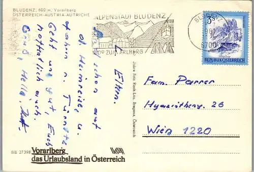 54273 - Vorarlberg - Bludenz , Muttersberg , Zimba , Lünersee , Faschina , Bürs , Mehrbildkarte - gelaufen 1981