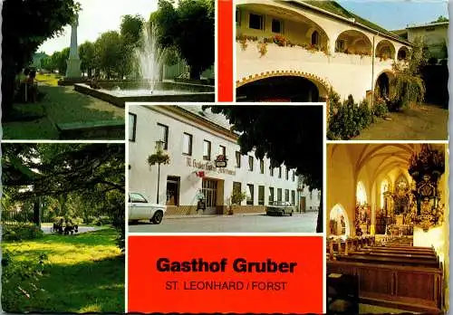 54316 - Niederösterreich - St. Leonhard , Forst , Gasthof Gruber , Mehrbildkarte - gelaufen 1984