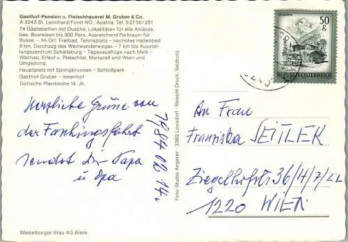 54316 - Niederösterreich - St. Leonhard , Forst , Gasthof Gruber , Mehrbildkarte - gelaufen 1984