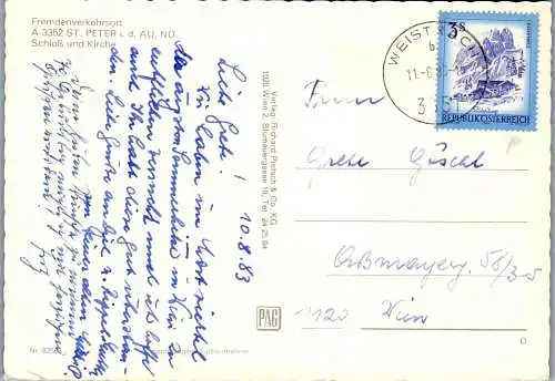 54318 - Niederösterreich - St. Peter , in der Au , Schloß und Kirche - gelaufen 1983