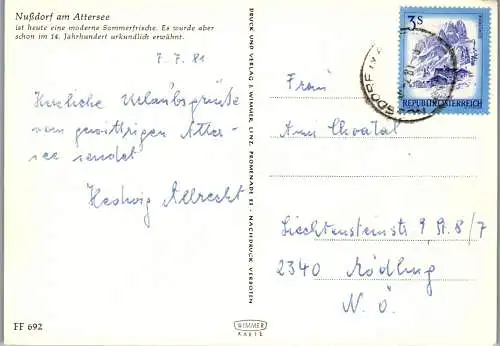 54323 - Oberösterreich - Nußdorf , am Attersee - gelaufen 1981