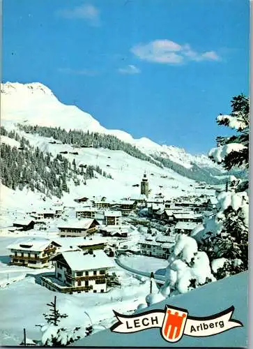 54346 - Vorarlberg - Lech , Blick gegen Oberlech mit Karhorn - gelaufen