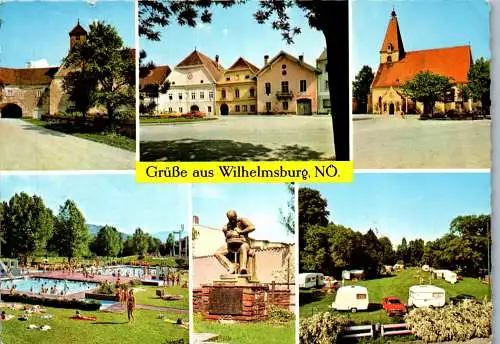 54371 - Niederösterreich - Wilhelmsburg , Freibad , Schwimmbad , Camping , Mehrbildkarte - gelaufen