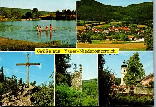 54378 - Niederösterreich - Ysper , Badeteich , Gipfelkreuz Peilstein , Ruine Wimberg , Mehrbildkarte - gel. 1990