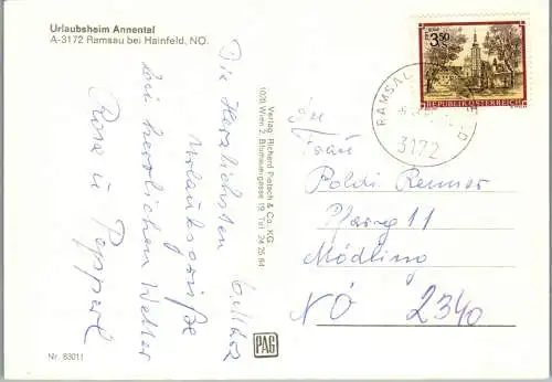 54390 - Niederösterreich - Ramsau , bei hainfeld , Urlaubsheim Annental - gelaufen 1986