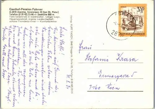 54449 - Niederösterreich - Aspang , Gasthof Fahrner , Hansl im Ort - gelaufen 1984