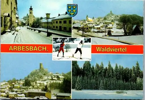 54459 - Niederösterreich - Arbesbach , Waldbiertel , Winter , Mehrbildkarte , Burgruine Stockzahn - gelaufen