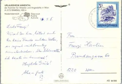 54463 - Niederösterreich - Ramsau , Urlaubsheim Annental der AK Wien , Panprama - gelaufen 1981