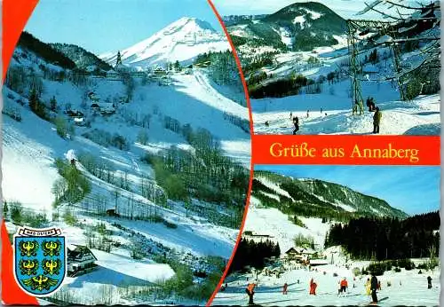 54464 - Niederösterreich - Annaberg , Winter , Ski , Mehrbildkarte - gelaufen 1984