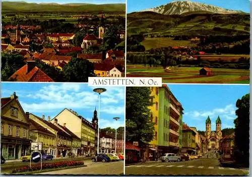 54466 - Niederösterreich - Amstetten , Hauptplatz , Ötscherblick , Bahnhofstrasse - gelaufen 1986