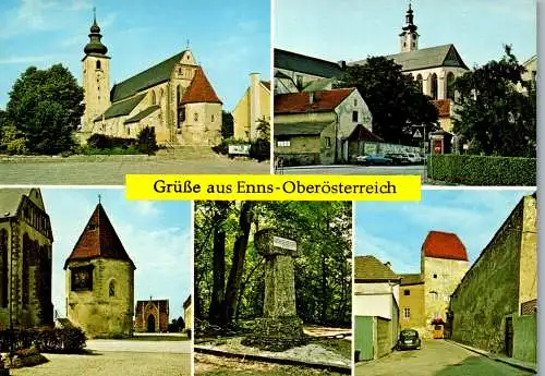 54483 - Oberösterreich - Enns , Judenturm , Alter Karner , Bauernkriegerdenkmal , Mehrbildkarte - nicht gelaufen