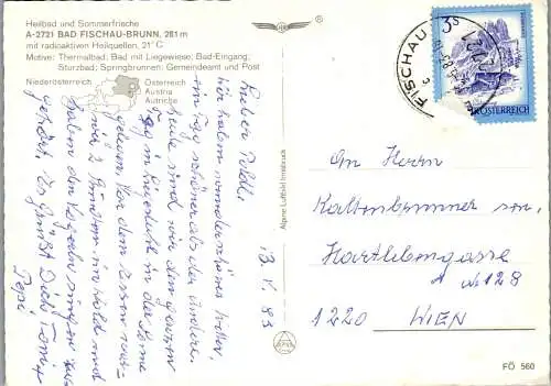 54520 - Niederösterreich - Bad Fischau Brunn , Heilbad , Thermalbad , VW Käfer , Mehrbildkarte - gelaufen 1983