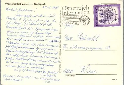 54549 - Oberösterreich - Gallspach , Wasserschloß Zeileis - gelaufen 1978