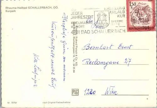 54590 - Oberösterreich - Bad Schallerbach , Rheima Heilbad , Kurpark - gelaufen 1976