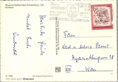 54601 - Oberösterreich - Bad Schallerbach , Rheuma Heilbad , Kurhaus - gelaufen 1977